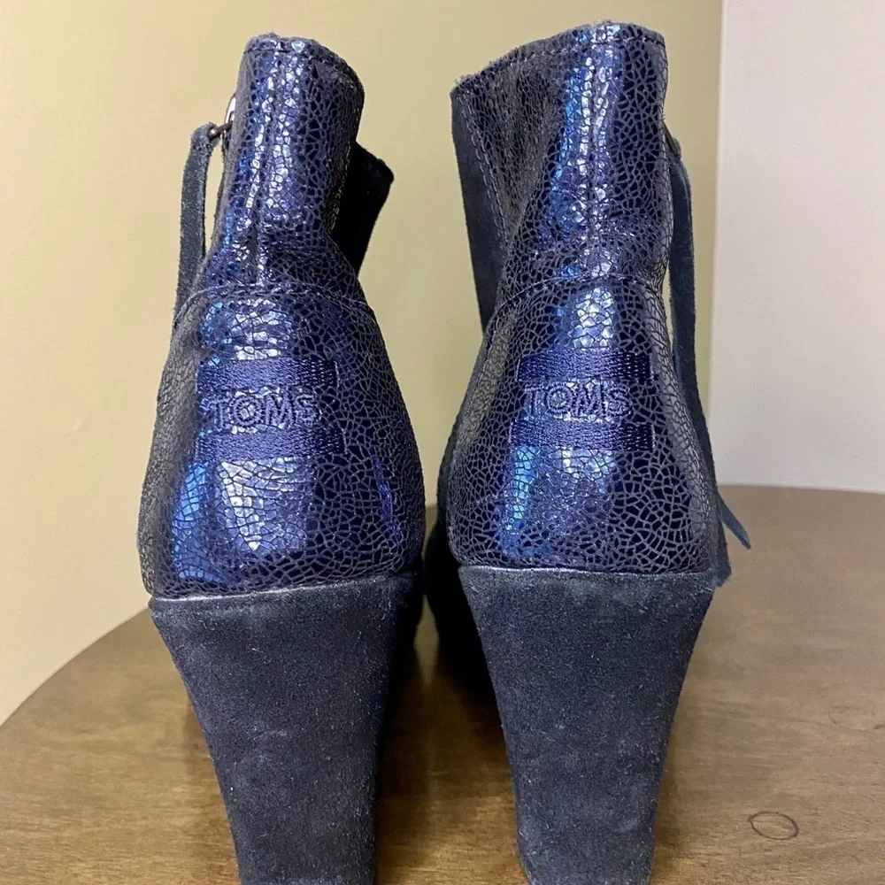 Toms 2-tone Suede Wedge Black Size W8